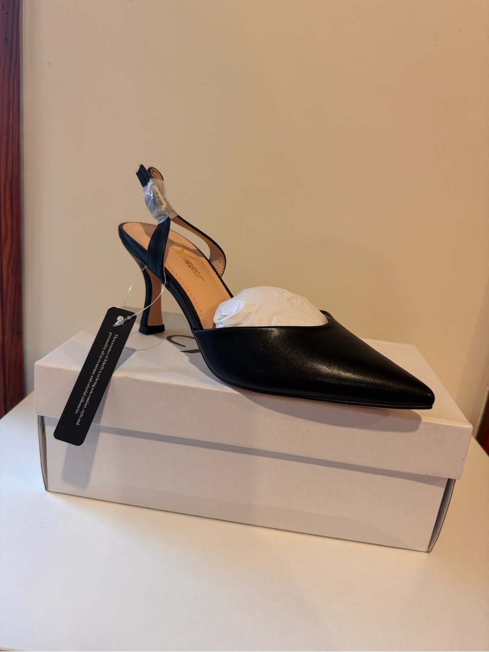 Black Pointed Slingback Heel